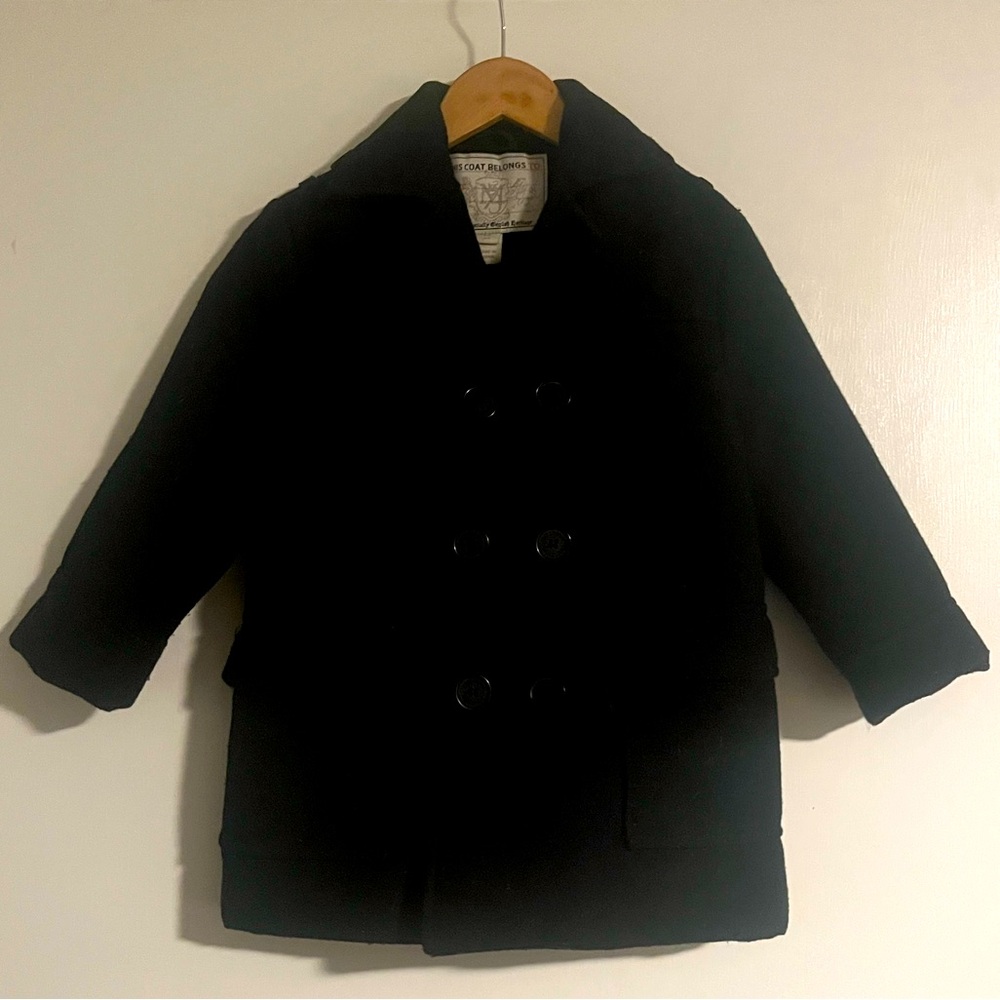 Monsoon Black Pea Coat in size 5-6